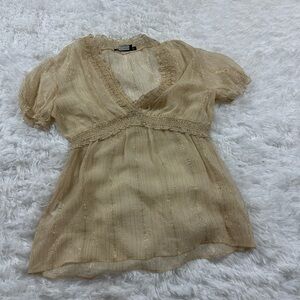 BCBGMaxAzria Gold Sheer Blouse